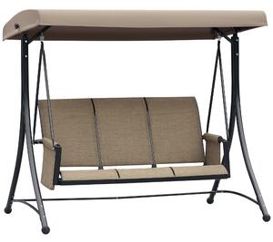Outsunny Dondolo 3 Posti da Giardino o Terrazzo con Tettuccio Regolabile e Tasche Portaoggetti Marrone 196x128x172cm|Aosom