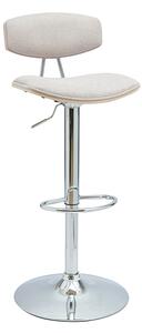 Sgabello da bar design regolabile in tessuto effetto velluto beige e metallo VASCO