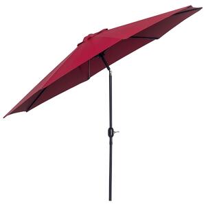 Outsunny Ombrellone da Giardino Φ295cm Inclinabile con Manovella in Metallo e Poliestere Rosso Scuro|Aosom