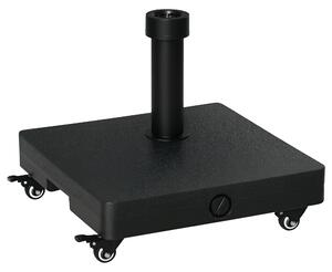 Outsunny Base per Ombrellone con Ruote Riempibile fino a 20kg, Basamento in HDPE per Pali da Ø38-48mm, 45x45x39cm, Nero|Aosom