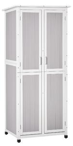 Outsunny Casetta Porta Attrezzi in Legno di Abete a 3 Livelli con Tetto in Bitume, 77x58x175 cm, Grigio