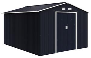 Outsunny Casetta da Giardino con 2 Porte Scorrevoli e 4 Prese d'Aria, in Acciaio e PP, 322x277x192 cm, Grigio | Aosom Italy