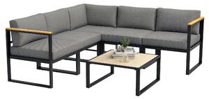 Outsunny Salotto da Giardino con Divano e Tavolino in Alluminio con Cuscini Imbottiti, Grigio|Aosom