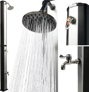 VIESTA® Doccia Solare 35L con Lavapiedi – Soffione Orientabile – Doccia da Giardino senza Elettricità – Attacco Tubo – fino a 60°C