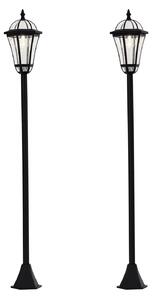 Outsunny Set 2 Lampioni Solari per Giardino con 2 LED e Accensione Automatica, Nero|Aosom