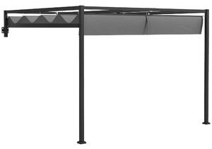 Outsunny Pergola Gazebo 3x4 m con Tettuccio Retrattile e Fori di Drenaggio, in Acciaio e Poliestere, Grigio