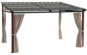 Outsunny Pergola con Tende Laterali e Tetto Retrattile in PC, in Alluminio e Metallo, 345x300x215-255 cm, Crema|Aosom