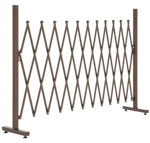 Outsunny Recinzione per cancello a forbice barriera a forbice estensibile 35-300 cm giardino alluminio marrone H103,5 cm