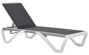 Outsunny Lettino da Giardino con Schienale Reclinabile e Rotelle Posteriori, 195x67.5x33 cm, Grigio e Bianco|Aosom