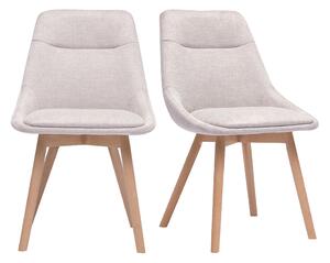 Sedie in tessuto effetto velluto testurizzato beige e legno chiaro (set di 2) ALESS