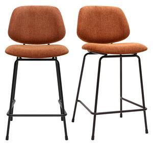 Sgabelli da bar in tessuto effetto velluto testurizzato terra bruciata e metallo H66.5 cm BARNET (set di 2)