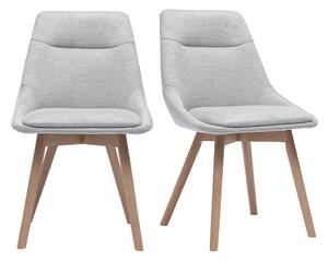 Sedie in tessuto effetto velluto grigio chiaro e legno chiaro (set di 2) ALESS