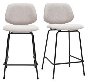 Sgabelli da bar in tessuto effetto velluto beige testurizzato e metallo H66.5 cm BARNET (set di 2)