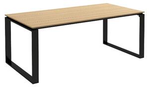 Outsunny Tavolo da Giardino Rettangolare in Alluminio con Piano a Doghe per 6-8 Persone, 180x90x74cm, Quercia|Aosom