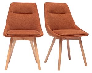 Sedie in tessuto effetto velluto testurizzato terra bruciata e legno chiaro (set di 2) ALESS