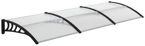 Outsunny Tettoia in Policarbonato e Alluminio per Balconi, Finestre e Porte, 303x96x27 cm, Nero e Trasparente|Aosom