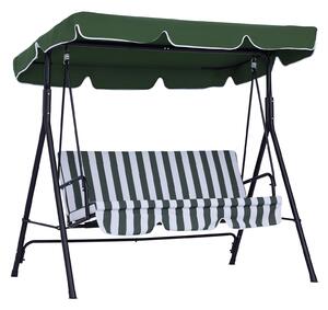 Outsunny Dondolo da Giardino a 3 Posti con Tettuccio Inclinabile e Cuscini, 172x110x153 cm, Verde