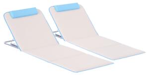 Outsunny Set 2 Lettini Prendisole Pieghevoli con Schienale Regolabile e Borsa, 48x134x36-45 cm, Beige