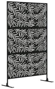 Outsunny Paravento da Esterno in Acciaio con Motivi a Salice e 2 Piedini, 122x45x198 cm, Nero