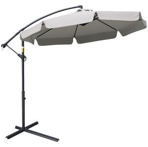 Outsunny Ombrellone da Giardino a Braccio con Apertura a Manovella in Metallo e Poliestere, Ø2.7x2.7 m, Grigio