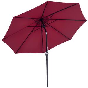 Outsunny Ombrellone Rotondo e Regolabile con Manovella, in Poliestere, Metallo e Fibra di Vetro, Ø265x240 cm, Rosso e Nero