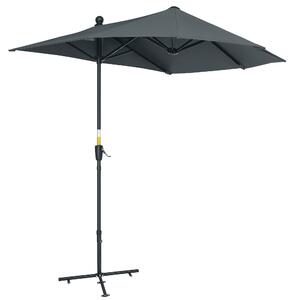 Outsunny Ombrellone Semicircolare con Manovella e Tettuccio Anti UV, 200x190x240 cm, Grigio