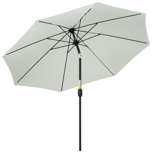 Outsunny Ombrellone da Giardino Rotondo con Manovella e Inclinabile a 3 Livelli, Ø265x240 cm, Crema