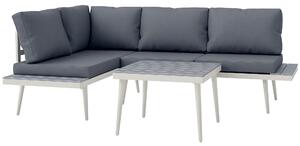 Outsunny Salotto da Giardino con 2 Divani con Cuscini, Schienale Regolabile a 5 Livelli e Tavolino a Doghe, Grigio