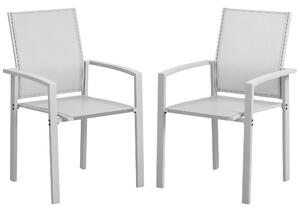 Outsunny Set 2 Sedie da Giardino Impilabili con Seduta Traspirante, in Acciaio e Textilene, 56x58x89 cm, Grigio Chiaro