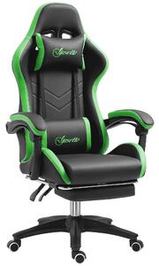 Vinsetto Sedia da Gaming con Altezza Regolabile e Schienale Reclinabile, 65x65x121-129 cm, Nero e Verde