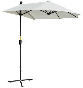 Outsunny Ombrellone Semicircolare con Manovella e Tettuccio Anti UV, 200x190x240 cm, Crema