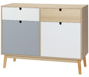 HOMCOM Mobile Multiuso Stile Nordico, Armadietto Due Ante con Cassetti per Cucina e Ingresso, 100x40x79.5cm, Multicolore