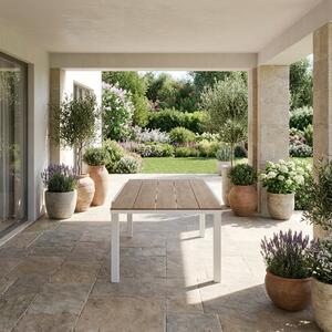 VivaGarden OUTLET - Tavolo da Giardino Allungabile Rettangolare in Polywood/Alluminio Dimensioni 160-240x95x75 cm colore Bianco - Cindy
