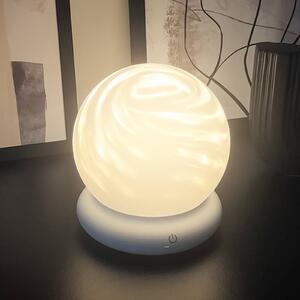 Briloner Lampada da tavolo LED ricaricabile LUSTRO, bianca, Ø 15 cm, RGBW, touchdim dimmerabile, Bianco / Opale, Soggiorno / Sala da pranzo, Plastica, Moderno