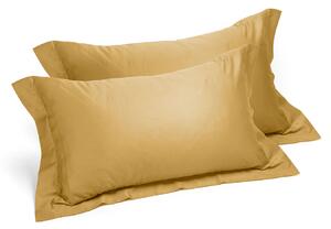 Coppia Federe In Raso Di Cotone Raso Standard Dreaming Tinta Unita Gold Caleffi