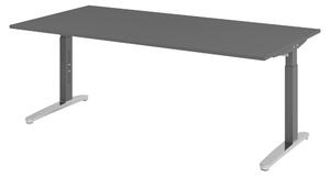Bümö Scrivania Serie-XB - Decorazione: grafite, dimensioni: 200 x 100 cm, struttura: grafite/alluminio lucido