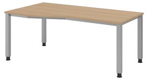 Scrivania bümö Serie Q - Struttura: argento, Dimensioni: 180 x 100 cm, Finitura: rovere