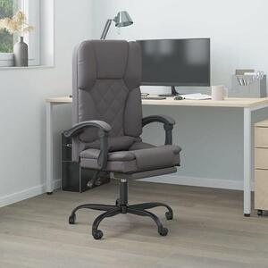 Sedia da ufficio con funzione massaggio, grigia, in ecopelle, regolabile in altezza, sedia ergonomica per ufficio, adatta per l'home office e lo studio, con supporto lombare e per la schiena, girevole a 360 gradi
