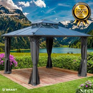 Gazebo in alluminio PAGODE 3,5x3,5 m grigio scuro con zanzariera