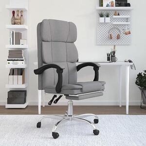 Sedia da ufficio con funzione reclinabile, color grigio chiaro, rivestita in tessuto, regolabile in altezza. Sedia girevole con braccioli, supporto lombare e poggiatesta, ideale per l'ufficio domestico e lo studio