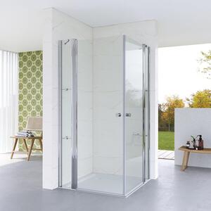 Porta d'ingresso in vetro ad angolo con ripiano angolare Larghezza selezionabile con intervallo di regolazione Vetro di sicurezza Vetro vero Vetro trasparente