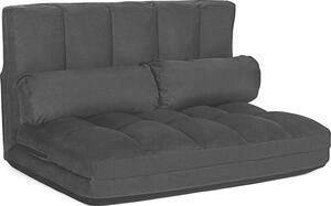 Divano a terra GOPLUS con 2 cuscini, divano letto con schienale regolabile in 6 posizioni, divano con funzione letto con portata fino a 150 kg, utilizzabile come divano/lettino/letto, nero
