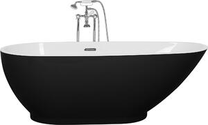 BELIANI Vasca da bagno freestanding in acrilico nero 167 x 82 cm ovale