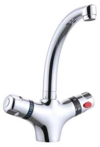 Miscelatore monocomando con termostato per lavabo - Acciaio inossidabile