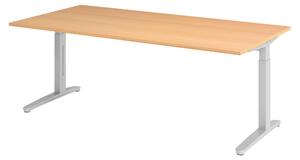 Bümö Scrivania Serie-XB - Struttura: argento, Decorazione: faggio, Dimensioni: 200 x 100 cm