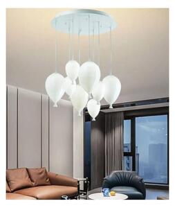 LAMPADARIO MODERNO A SOSPENSIONE CON 8 DIFFUSORI IN VETRO MULTICOLOR O BIANCO A FORMA DI PALLONCINO