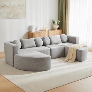 MODFU Divano modulare a 3 posti con funzione letto, design Cloud, flessibile, per soggiorno, in ciniglia, ideale per piccoli appartamenti, grigio