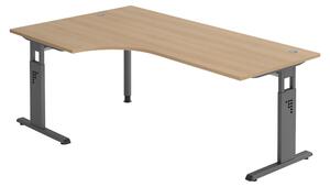 Bümö Scrivania Serie-O - Struttura: grafite, dimensioni: scrivania angolare 200 x 120 cm, decorazione: rovere