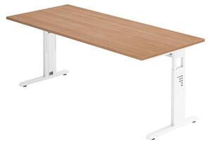Bümö Scrivania Serie-O - Decorazione: noce, dimensioni: 180 x 80 cm, struttura: bianco