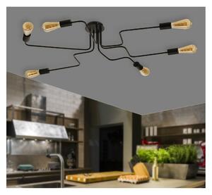 DEDALO PLAFONIERA 6 LUCI CON BRACCI IN METALLO NERO O BIANCO STILE VINTAGE LAMPADINE ATTACCO E27